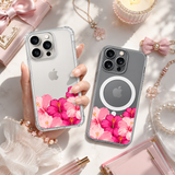 Pink Hibiscus iPhone Case , Samsung Case, Tropical Floral Clear Phone Case, MagSafe Compatible Hawaiian Flower Cover