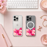 Pink Hibiscus iPhone Case , Samsung Case, Tropical Floral Clear Phone Case, MagSafe Compatible Hawaiian Flower Cover