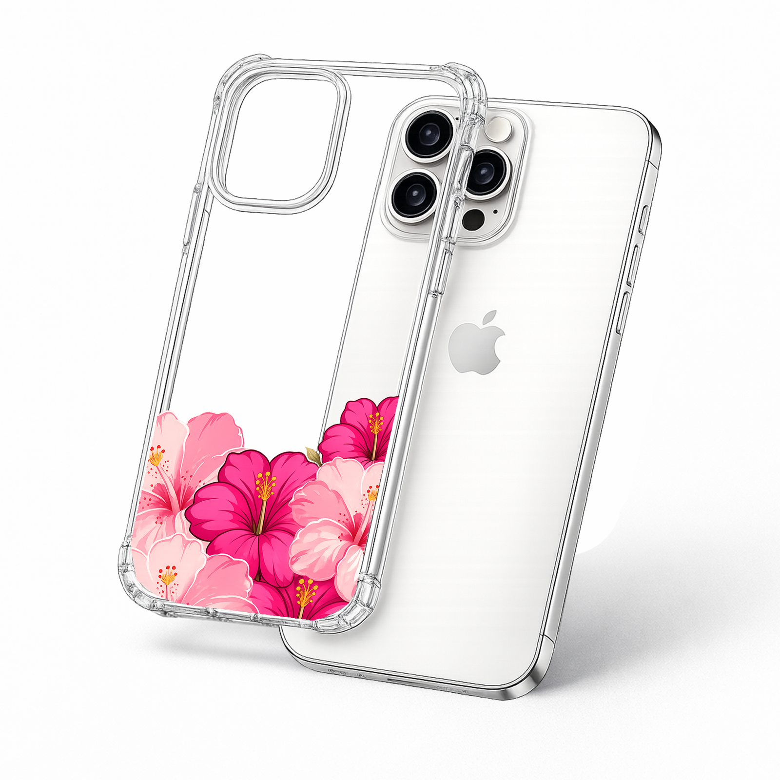 Pink Hibiscus iPhone Case , Samsung Case, Tropical Floral Clear Phone Case, MagSafe Compatible Hawaiian Flower Cover