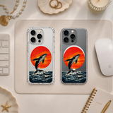 Whale Sunset iPhone Case , Samsung Case, Ocean Animal Clear Phone Case, MagSafe Compatible Aesthetic Whale Cover