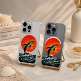 Whale Sunset iPhone Case , Samsung Case, Ocean Animal Clear Phone Case, MagSafe Compatible Aesthetic Whale Cover