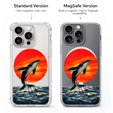 Whale Sunset iPhone Case , Samsung Case, Ocean Animal Clear Phone Case, MagSafe Compatible Aesthetic Whale Cover