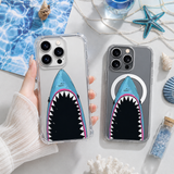 Funny Shark Mouth iPhone Case , Samsung Case, Bold Ocean Animal Clear Phone Case, MagSafe Compatible Cool Shark Cover