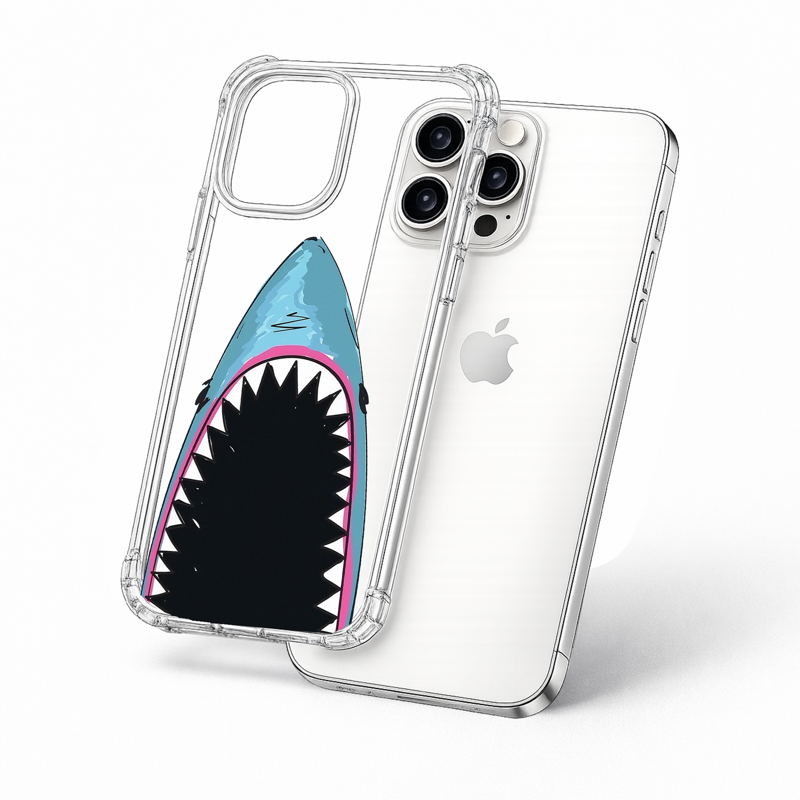 Funny Shark Mouth iPhone Case , Samsung Case, Bold Ocean Animal Clear Phone Case, MagSafe Compatible Cool Shark Cover