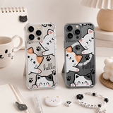 Cute Kawaii Cats iPhone Case , Samsung Case, Cartoon Cat Clear Phone Case, MagSafe Compatible Kitty Lover Cover