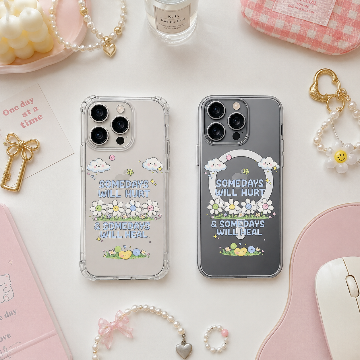 Somedays Will Heal iPhone Case , Samsung Case, Motivational Quote Clear Phone Case, MagSafe Compatible Mental Health Cover