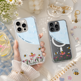Bee Yourself iPhone Case , Samsung Case, Cute Bee Floral Clear Phone Case, MagSafe Compatible Positive Nature Cover