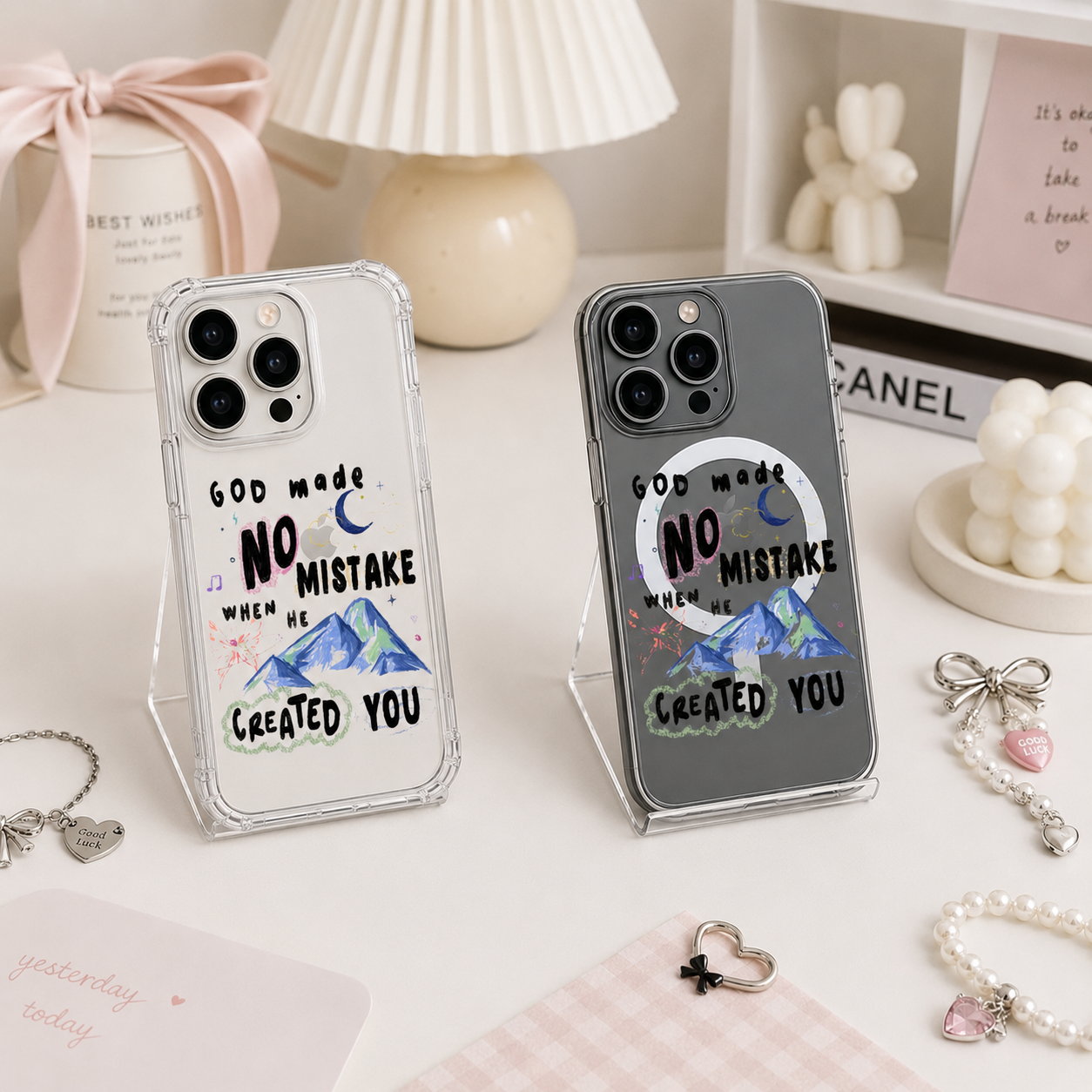 God Made No Mistake iPhone Case , Samsung Case, Faith Quote Clear Phone Case, MagSafe Compatible Christian Inspiration Cover