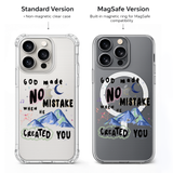 God Made No Mistake iPhone Case , Samsung Case, Faith Quote Clear Phone Case, MagSafe Compatible Christian Inspiration Cover