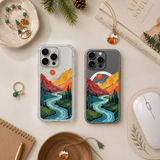 Mountain River Landscape iPhone Case , Samsung Case, Scenic Nature Clear Phone Case, MagSafe Compatible Adventure Art Cover