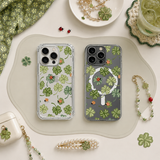 Lucky Clover Ladybug iPhone Case , Samsung Case, Cute St Patrick Clear Phone Case, MagSafe Compatible Lucky Charm Cover