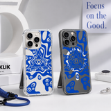 Evil Eye Abstract iPhone Case , Samsung Case, Blue Mystical Eye Clear Phone Case, MagSafe Compatible Psychedelic Cover