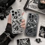 Punk Graffiti Anarchy iPhone Case , Samsung Case, Grunge Rebel Clear Phone Case, MagSafe Compatible Street Art Cover