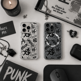 Punk Graffiti Anarchy iPhone Case , Samsung Case, Grunge Rebel Clear Phone Case, MagSafe Compatible Street Art Cover