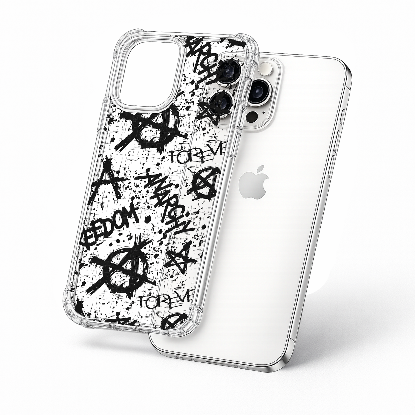 Punk Graffiti Anarchy iPhone Case , Samsung Case, Grunge Rebel Clear Phone Case, MagSafe Compatible Street Art Cover