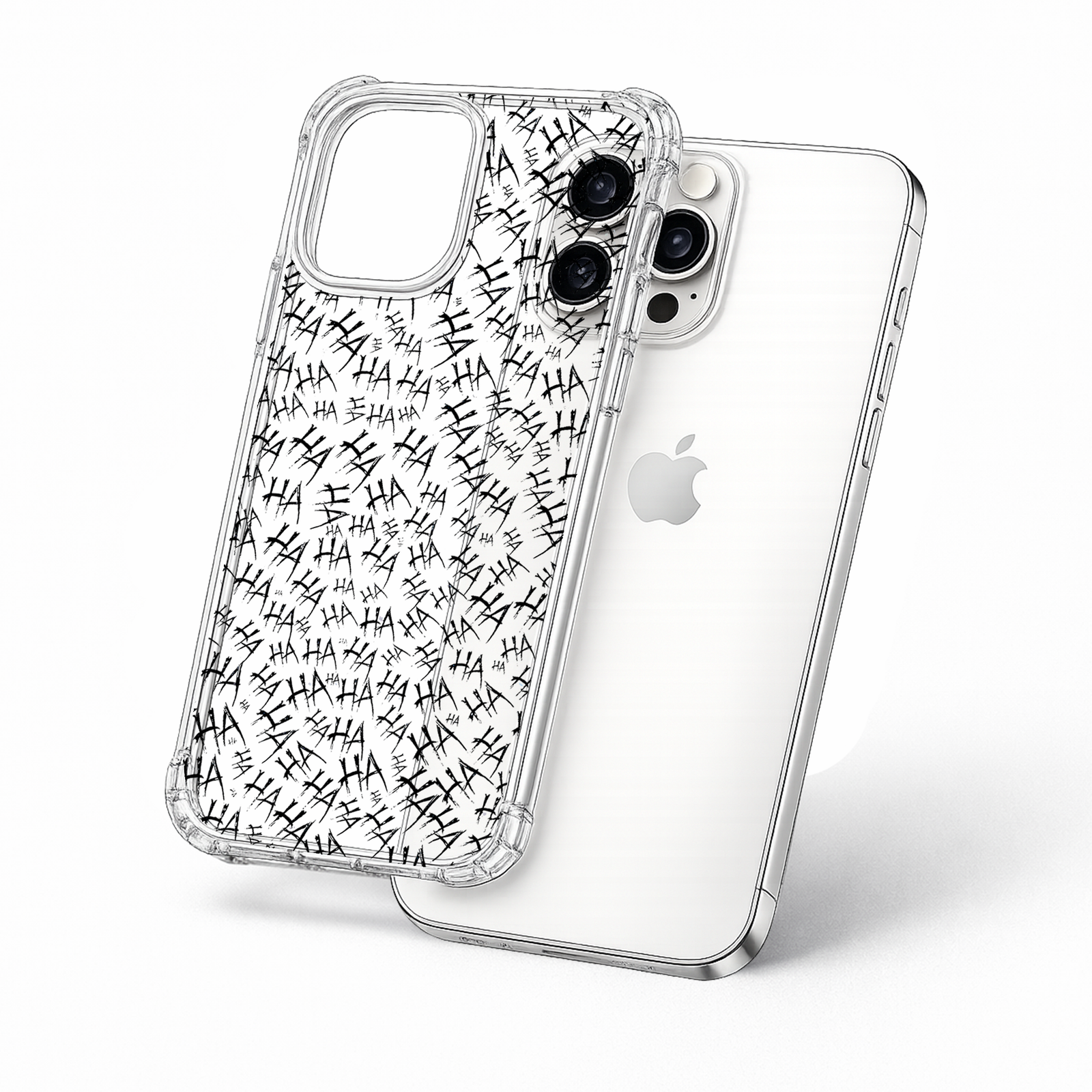 Creepy HA Pattern iPhone Case , Samsung Case, Dark Horror Typography Clear Phone Case, MagSafe Compatible Gothic Cover