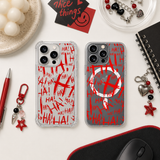 Red HA Horror iPhone Case , Samsung Case, Creepy Joker Style Clear Phone Case, MagSafe Compatible Dark Aesthetic Cover