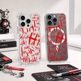 Red HA Horror iPhone Case , Samsung Case, Creepy Joker Style Clear Phone Case, MagSafe Compatible Dark Aesthetic Cover