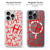 Red HA Horror iPhone Case , Samsung Case, Creepy Joker Style Clear Phone Case, MagSafe Compatible Dark Aesthetic Cover