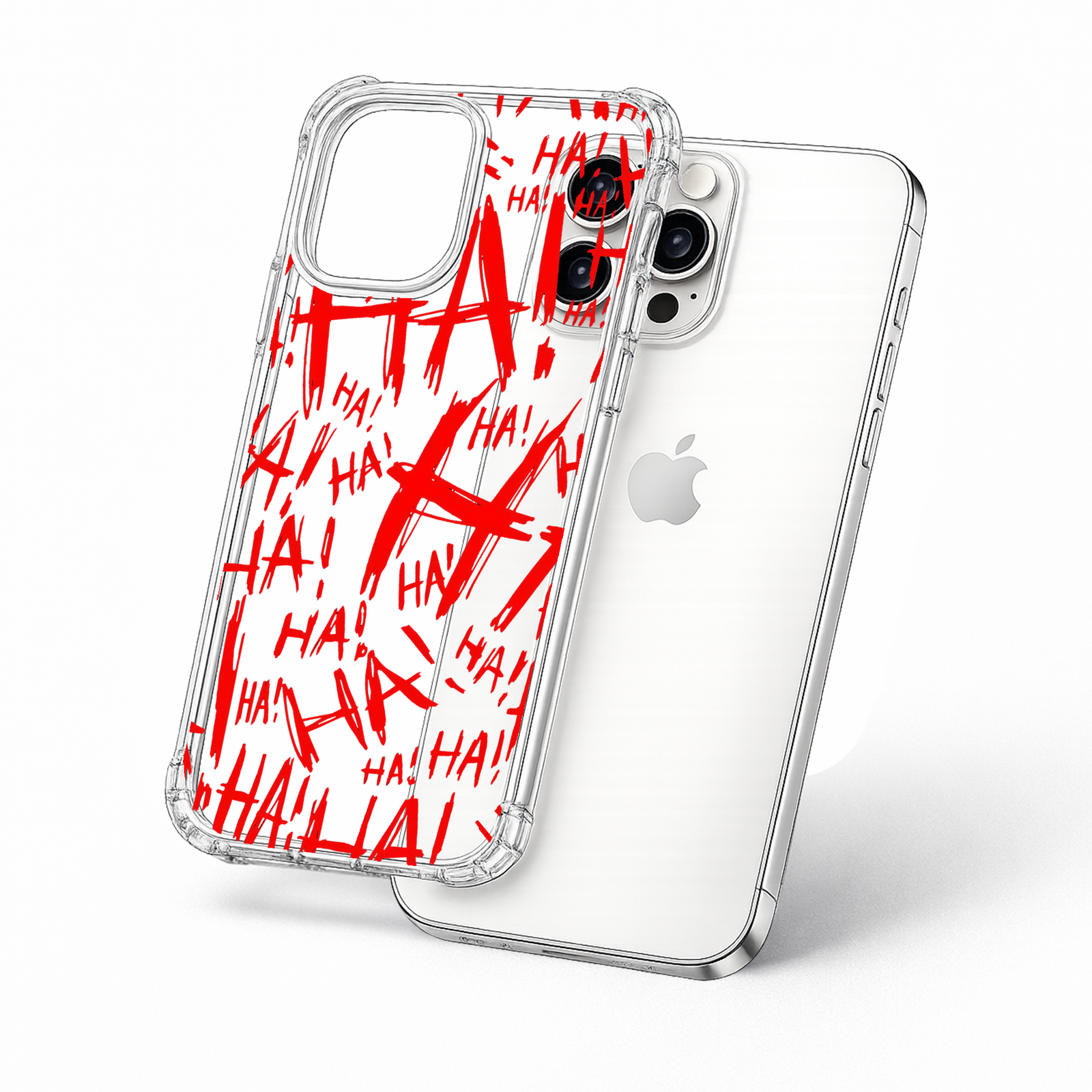 Red HA Horror iPhone Case , Samsung Case, Creepy Joker Style Clear Phone Case, MagSafe Compatible Dark Aesthetic Cover