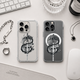 Samurai Dragon Sword iPhone Case , Samsung Case, Japanese Dragon Clear Phone Case, MagSafe Compatible Mythical Cover