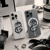 Samurai Dragon Sword iPhone Case , Samsung Case, Japanese Dragon Clear Phone Case, MagSafe Compatible Mythical Cover