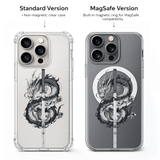 Samurai Dragon Sword iPhone Case , Samsung Case, Japanese Dragon Clear Phone Case, MagSafe Compatible Mythical Cover
