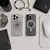 Spider Web Halloween iPhone Case , Samsung Case, Minimal Gothic Clear Phone Case, MagSafe Compatible Spooky Cover