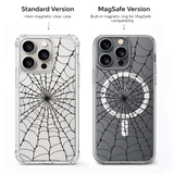 Spider Web Halloween iPhone Case , Samsung Case, Minimal Gothic Clear Phone Case, MagSafe Compatible Spooky Cover