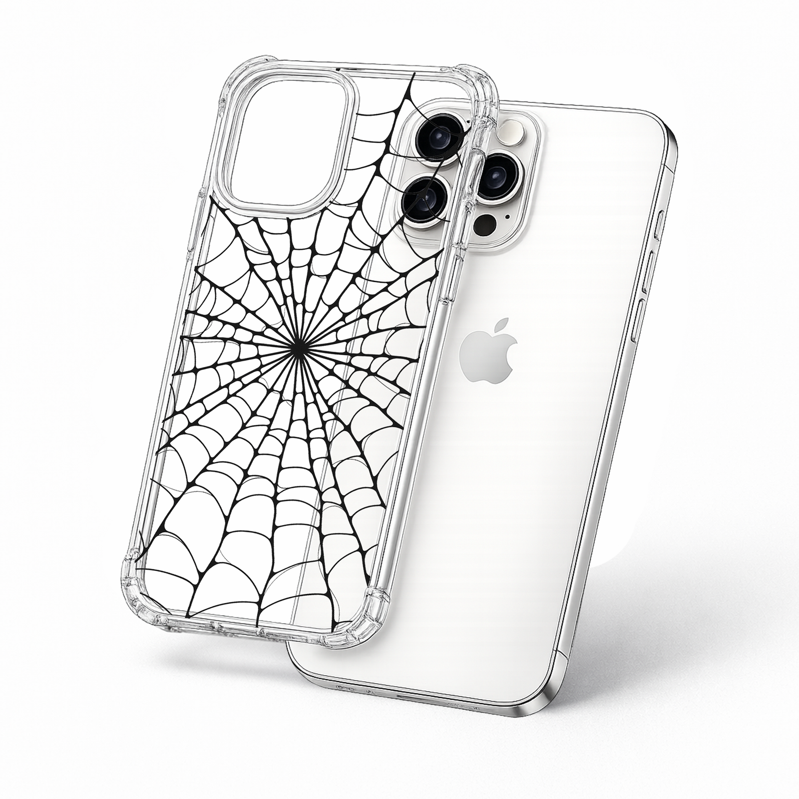 Spider Web Halloween iPhone Case , Samsung Case, Minimal Gothic Clear Phone Case, MagSafe Compatible Spooky Cover
