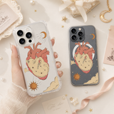Cosmic Cat Heart iPhone Case , Samsung Case, Celestial Anatomy Clear Phone Case, MagSafe Compatible Mystical Cat Cover