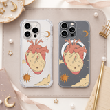 Cosmic Cat Heart iPhone Case , Samsung Case, Celestial Anatomy Clear Phone Case, MagSafe Compatible Mystical Cat Cover