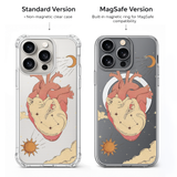 Cosmic Cat Heart iPhone Case , Samsung Case, Celestial Anatomy Clear Phone Case, MagSafe Compatible Mystical Cat Cover
