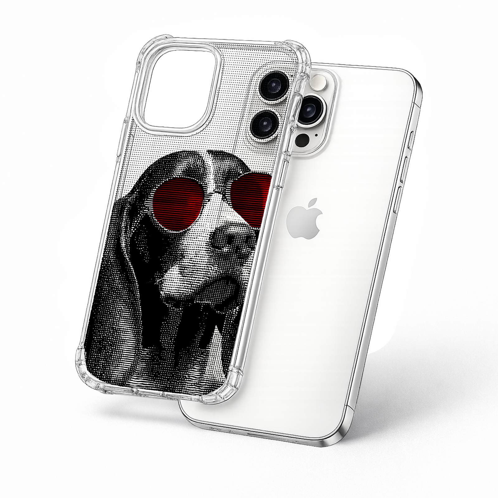 Cool Dog Sunglasses iPhone Case , Samsung Case, Vintage Hound Clear Phone Case, MagSafe Compatible Funny Pet Cover