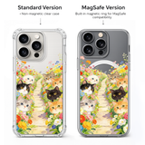 Cats in Flower Garden iPhone Case , Samsung Case, Cute Kitten Path Clear Phone Case, MagSafe Compatible Cat Lover Cover