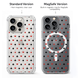 Playing Card Pattern iPhone Case , Samsung Case, Casino Suit Aesthetic Clear Phone Case, MagSafe Compatible Minimal Cover