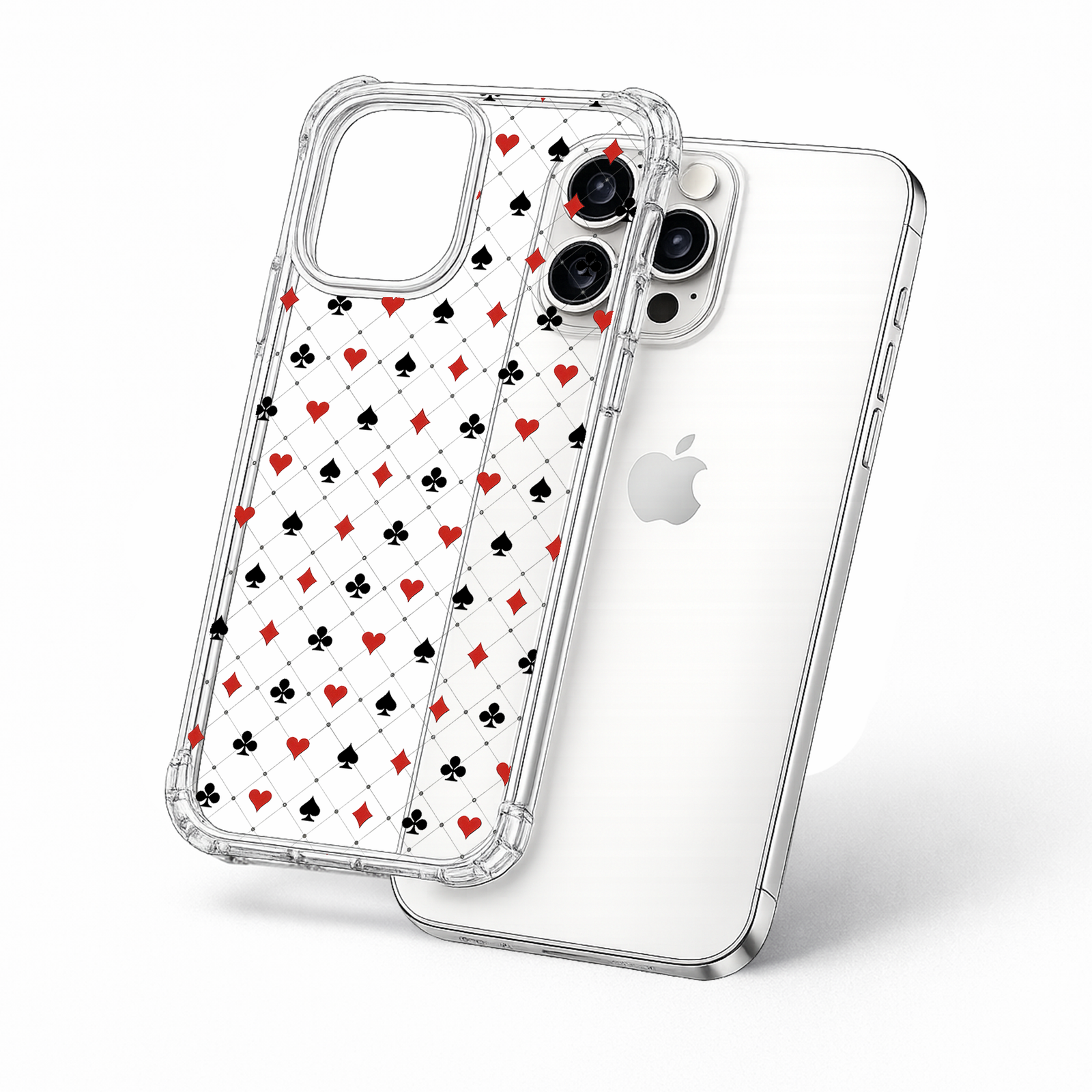Playing Card Pattern iPhone Case , Samsung Case, Casino Suit Aesthetic Clear Phone Case, MagSafe Compatible Minimal Cover
