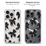 Black Ribbon Aesthetic iPhone Case , Samsung Case, Gothic Bow Pattern Clear Phone Case, MagSafe Compatible Minimal Cover