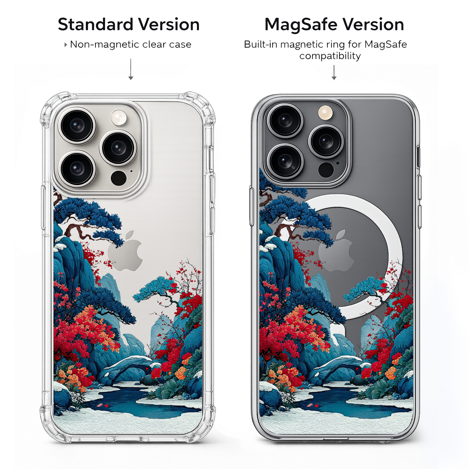 Japanese Garden Landscape iPhone Case , Samsung Case, Oriental Nature Clear Phone Case, MagSafe Compatible Scenic Art Cover