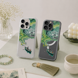 Japanese Wave Village iPhone Case , Samsung Case, Oriental Landscape Clear Phone Case, MagSafe Compatible Scenic Art Cover