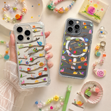 Colorful Snail Branch Pattern iPhone Case , Samsung Case, Whimsical Nature Clear Phone Case, MagSafe Compatible Cute Cover
