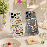 Colorful Snail Branch Pattern iPhone Case , Samsung Case, Whimsical Nature Clear Phone Case, MagSafe Compatible Cute Cover