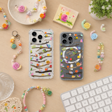 Colorful Snail Branch Pattern iPhone Case , Samsung Case, Whimsical Nature Clear Phone Case, MagSafe Compatible Cute Cover