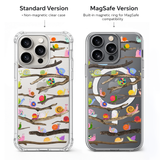 Colorful Snail Branch Pattern iPhone Case , Samsung Case, Whimsical Nature Clear Phone Case, MagSafe Compatible Cute Cover