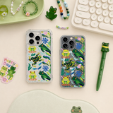 Cute Frog Pond iPhone Case , Samsung Case, Playful Amphibian Clear Phone Case, MagSafe Compatible Nature Pattern Cover