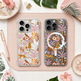 Leopard Jungle Pattern iPhone Case , Samsung Case, Tropical Safari Clear Phone Case, MagSafe Compatible Botanical Cover