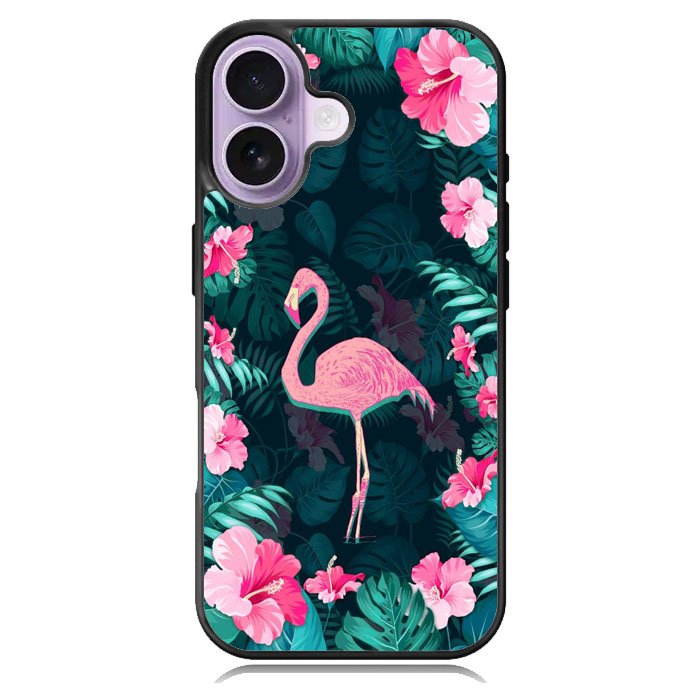 Flamingo And Flowers iPhone 16 Plus Case DC0646