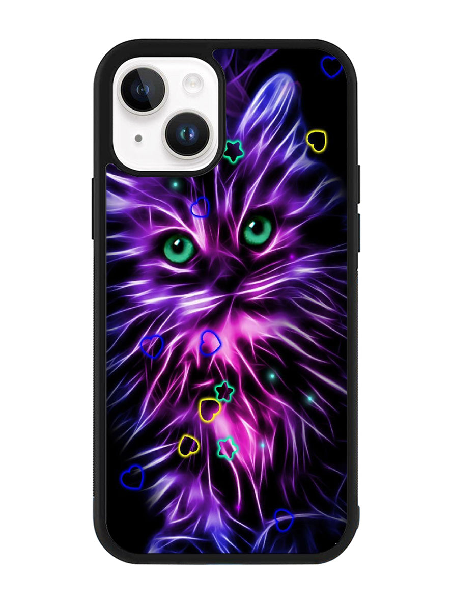 Cat Glow Purple iPhone 15 Case BLN8953