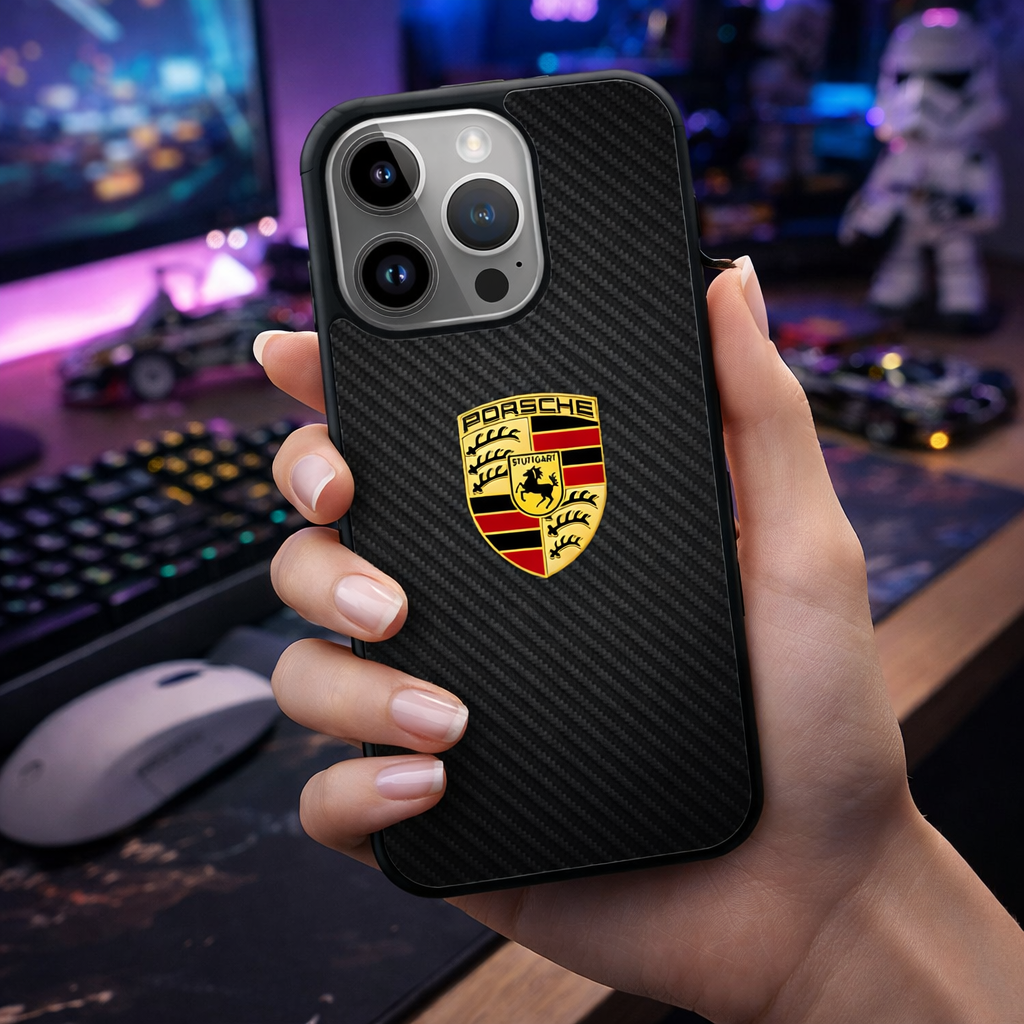 Porsche Logo Carbon iPhone 16 Pro Max Case DC1505