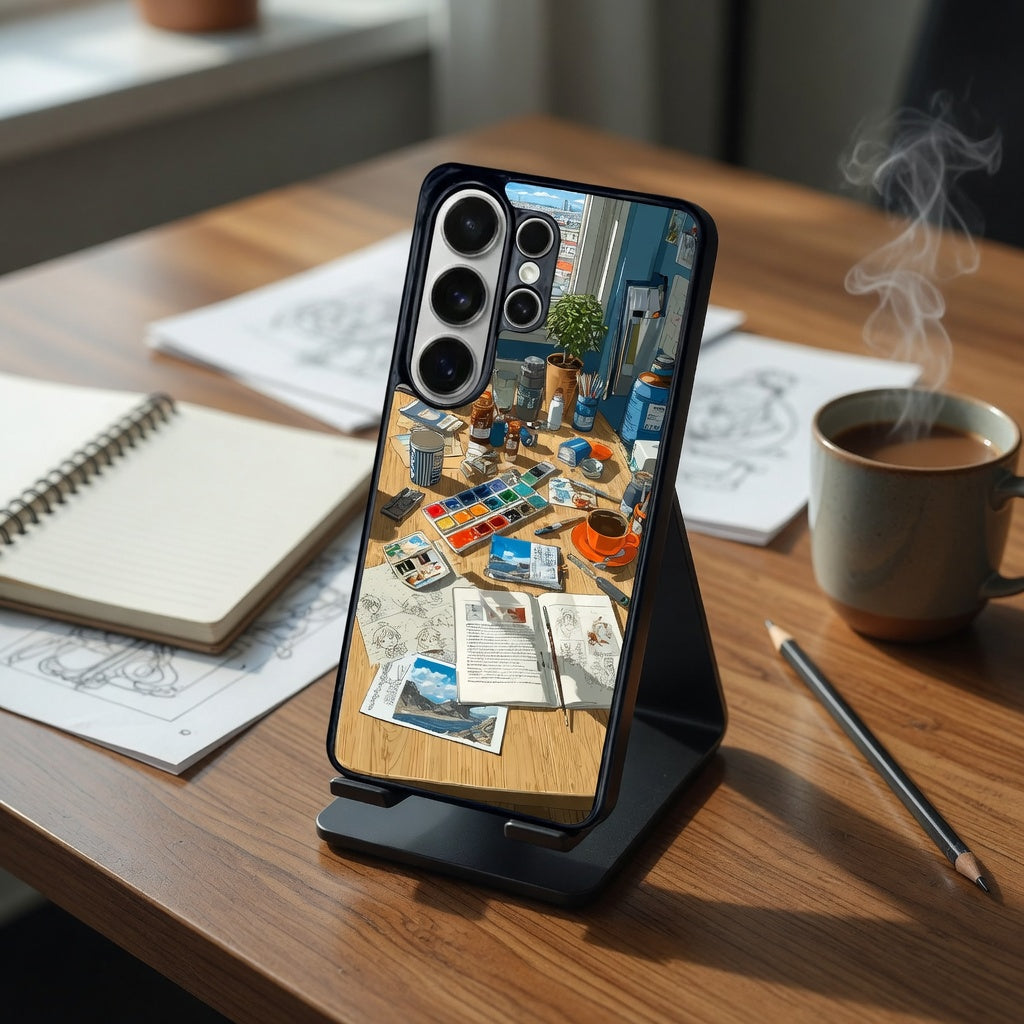 Art Studio Desk Phone Case – Protective Artist Case Compatible with iPhone, Samsung & Google Pixel